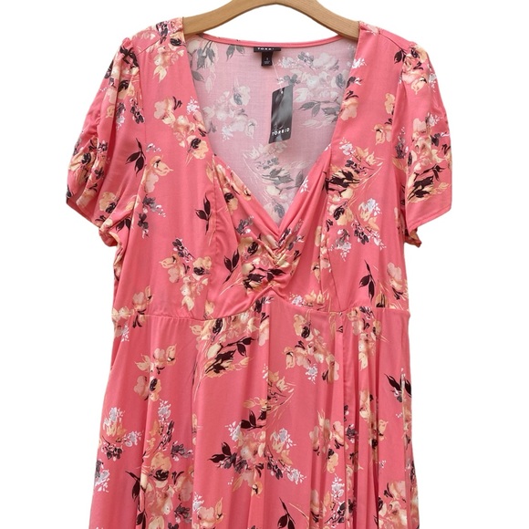 TORRID Pink Floral Fit & Flare Challis Dress Size 14 New With Tags - Picture 4 of 6